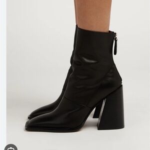 Alias Mae Eden Black Mid-Calf Square Toe Boot Size 6.5 Chunky Heel